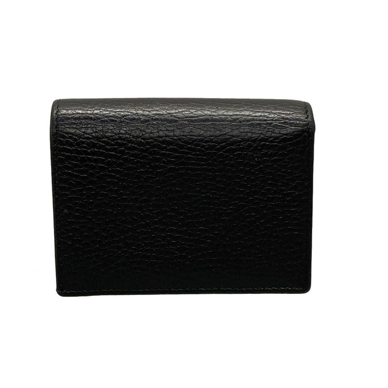 Gucci Double Authenticity Card Case Wallet/gg Marmont 456126 Black Leather