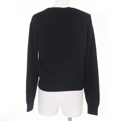 CHANEL 22C P72116k10346 Cashmere Coco Mark Long Sleeve Knit Top White Black 34