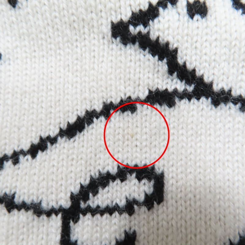 CHANEL 22C P72116k10346 Cashmere Coco Mark Long Sleeve Knit Top White Black 34