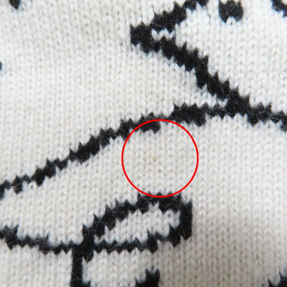 CHANEL 22C P72116k10346 Cashmere Coco Mark Long Sleeve Knit Top White Black 34