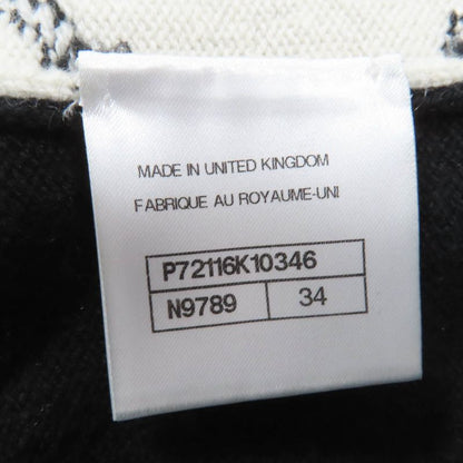 CHANEL 22C P72116k10346 Cashmere Coco Mark Long Sleeve Knit Top White Black 34