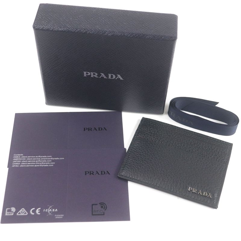 Prada 2mc223 Leather Logo Hardware Compact Business Card Holder Card Case