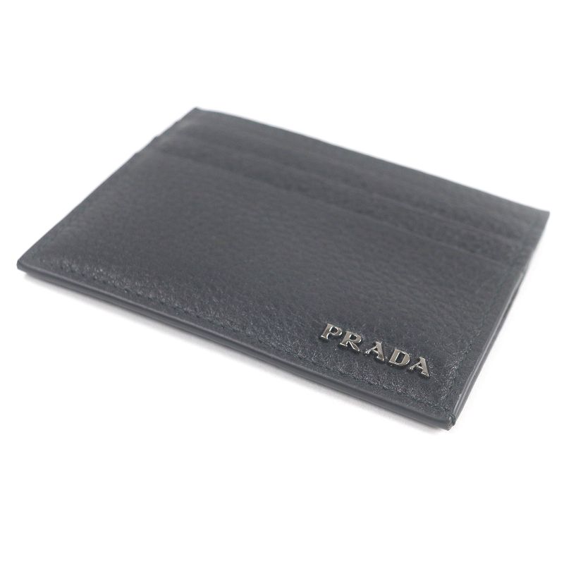 Prada 2mc223 Leather Logo Hardware Compact Business Card Holder Card Case