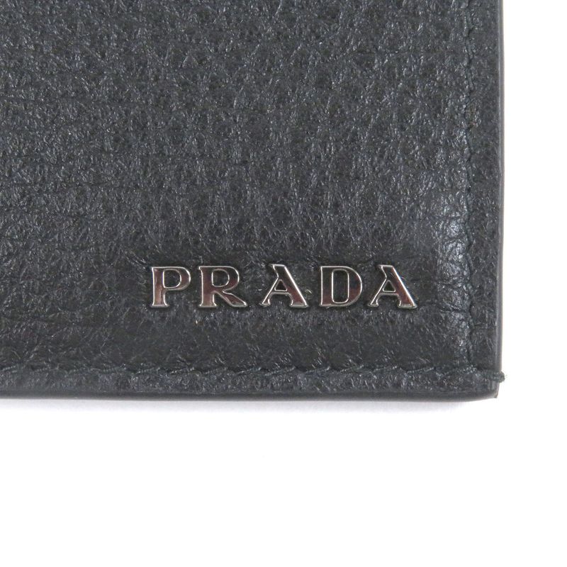 Prada 2mc223 Leather Logo Hardware Compact Business Card Holder Card Case