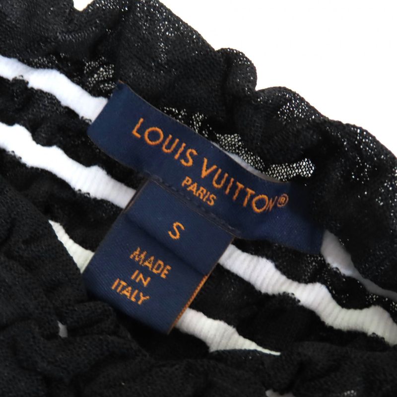 Louis Vuitton 23SS Crew Neck Short Sleeve Cropped Knit Top Black Red S Made In