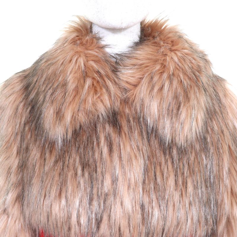 Gucci 22AW 708505 Leather Use Eco-fur Long Coat 100% Silk Lining Beige Red 38