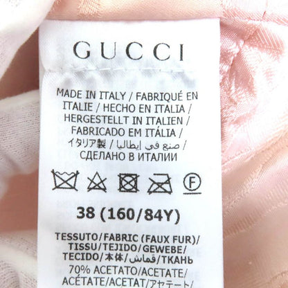 Gucci 22AW 708505 Leather Use Eco-fur Long Coat 100% Silk Lining Beige Red 38