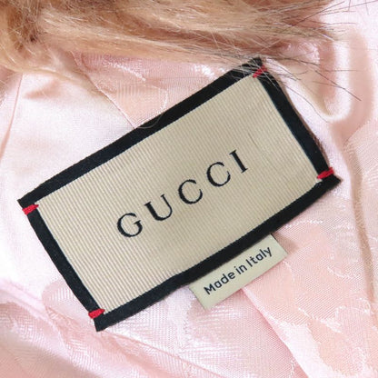 Gucci 22AW 708505 Leather Use Eco-fur Long Coat 100% Silk Lining Beige Red 38