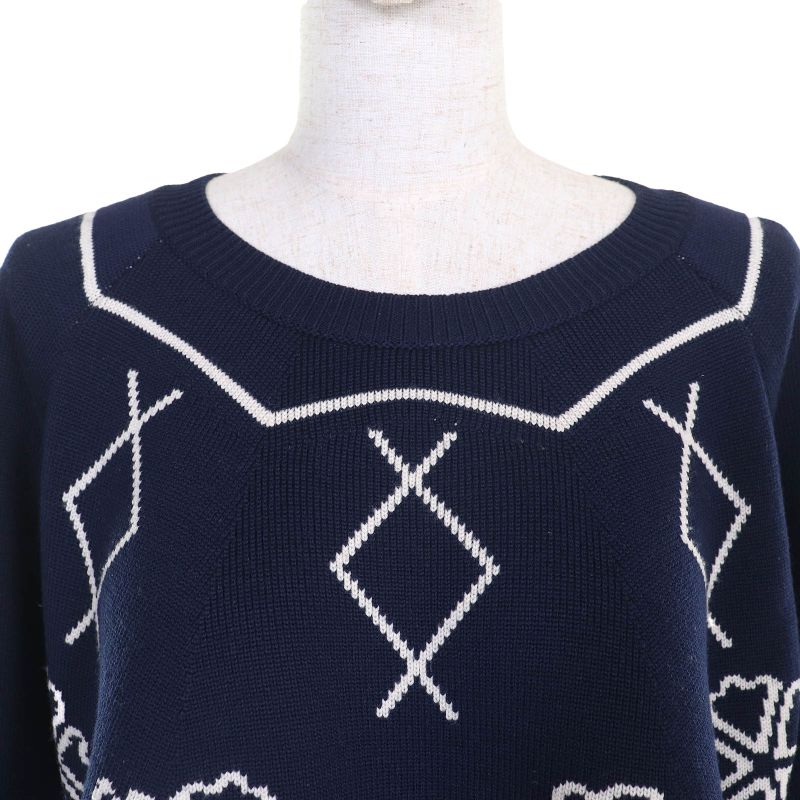 Christian DIOR 6e24579am509 Wool Clover Hem Scalloped Design Long Sleeves