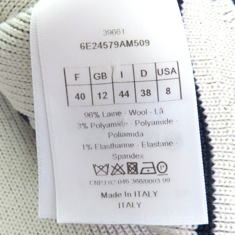 Christian DIOR 6e24579am509 Wool Clover Hem Scalloped Design Long Sleeves