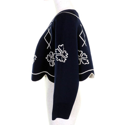 Christian DIOR 6e24579am509 Wool Clover Hem Scalloped Design Long Sleeves