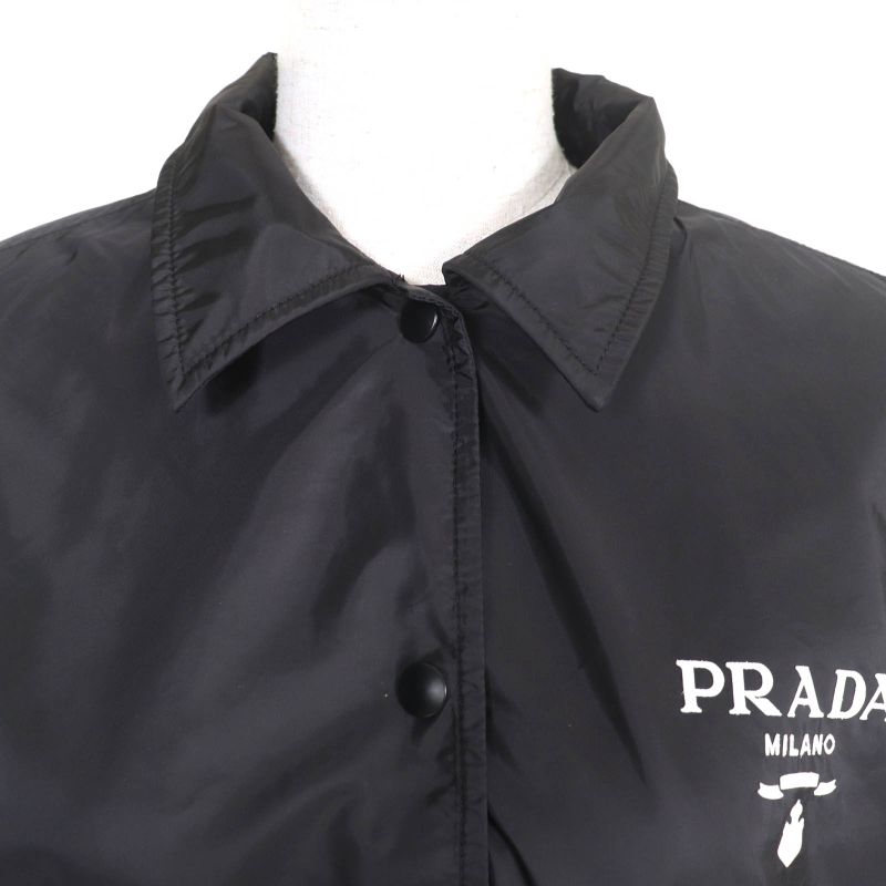 Prada 2021 29z021 Re Nylon Logo Coach Jacket Nylon Jacket Black 40 Made In