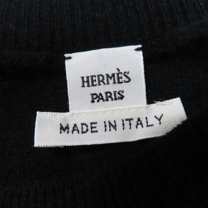 Hermes 21AW Wool Cashmere Blend H Lift Short Sleeve Knit Top Black 40 Made In