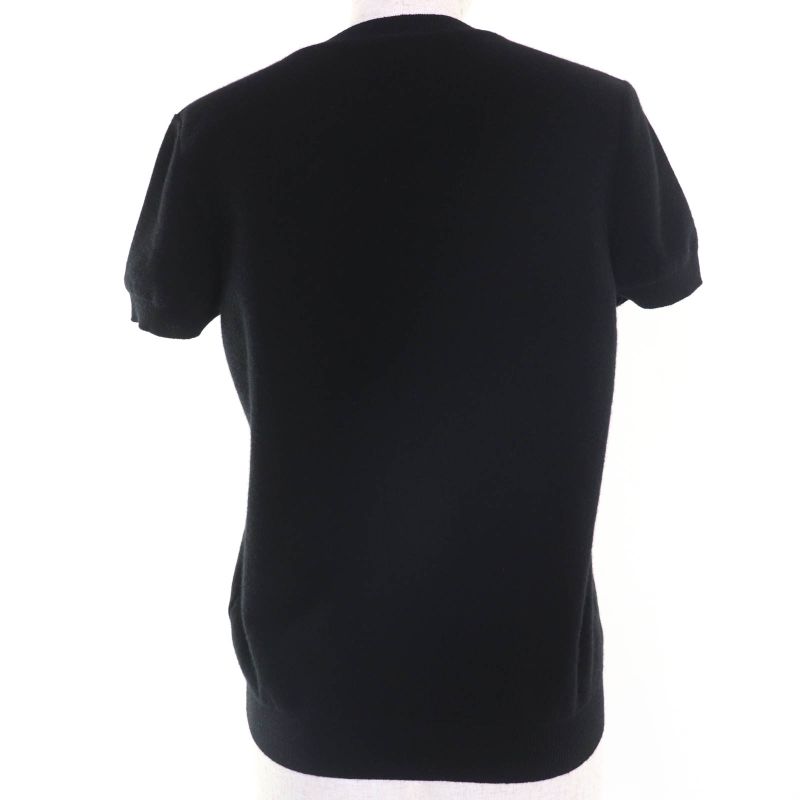 Hermes 21AW Wool Cashmere Blend H Lift Short Sleeve Knit Top Black 40 Made In