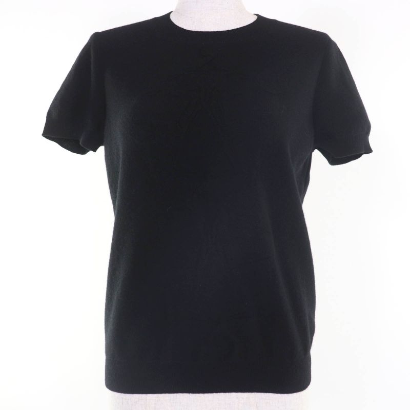 Hermes 21AW Wool Cashmere Blend H Lift Short Sleeve Knit Top Black 40 Made In