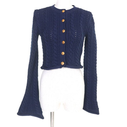 Louis Vuitton 22SS Trumpet Sleeve Cardigan With Logo Buttons Navy XS Made In