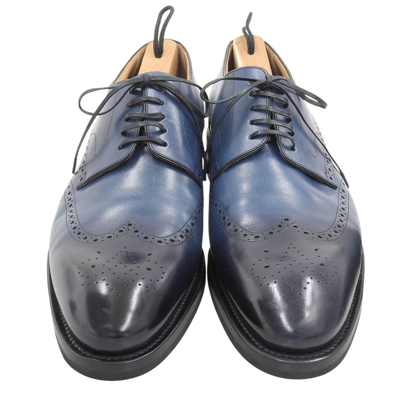 Louis Vuitton Wingtip Medallion Patine Leather Shoes Dress Shoes Blue 8.5 Made