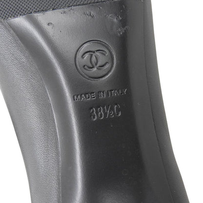 CHANEL G33086 Gabrielle Embroidered Logo Pointed Toe Leather Pumps Black 38.5