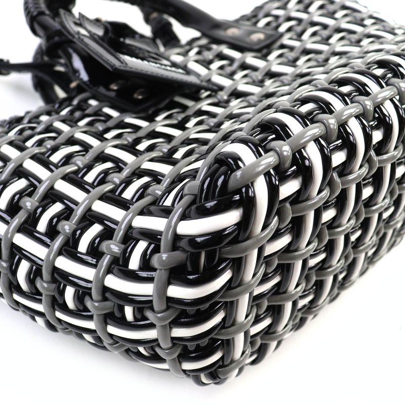 Balenciaga 671342 Bistro Basket Bag XS Enamel 2WAY Handbag Shoulder Bag Black