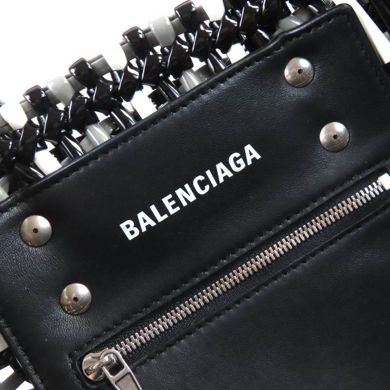 Balenciaga 671342 Bistro Basket Bag XS Enamel 2WAY Handbag Shoulder Bag Black