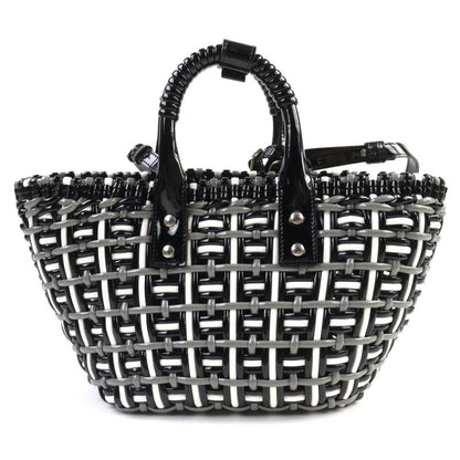 Balenciaga 671342 Bistro Basket Bag XS Enamel 2WAY Handbag Shoulder Bag Black