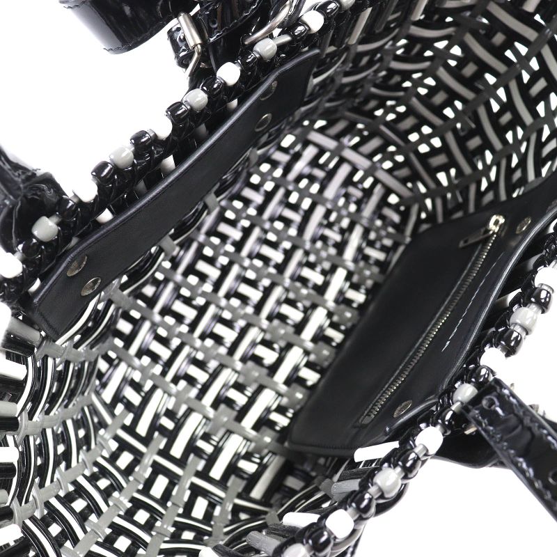 Balenciaga 671342 Bistro Basket Bag XS Enamel 2WAY Handbag Shoulder Bag Black