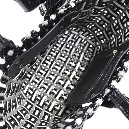Balenciaga 671342 Bistro Basket Bag XS Enamel 2WAY Handbag Shoulder Bag Black