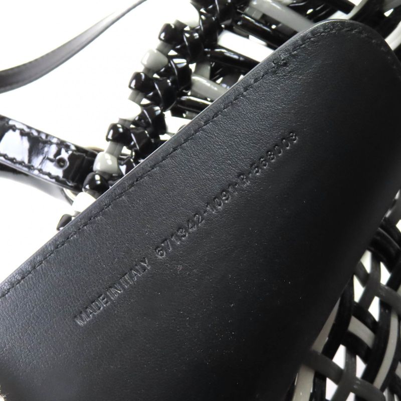 Balenciaga 671342 Bistro Basket Bag XS Enamel 2WAY Handbag Shoulder Bag Black