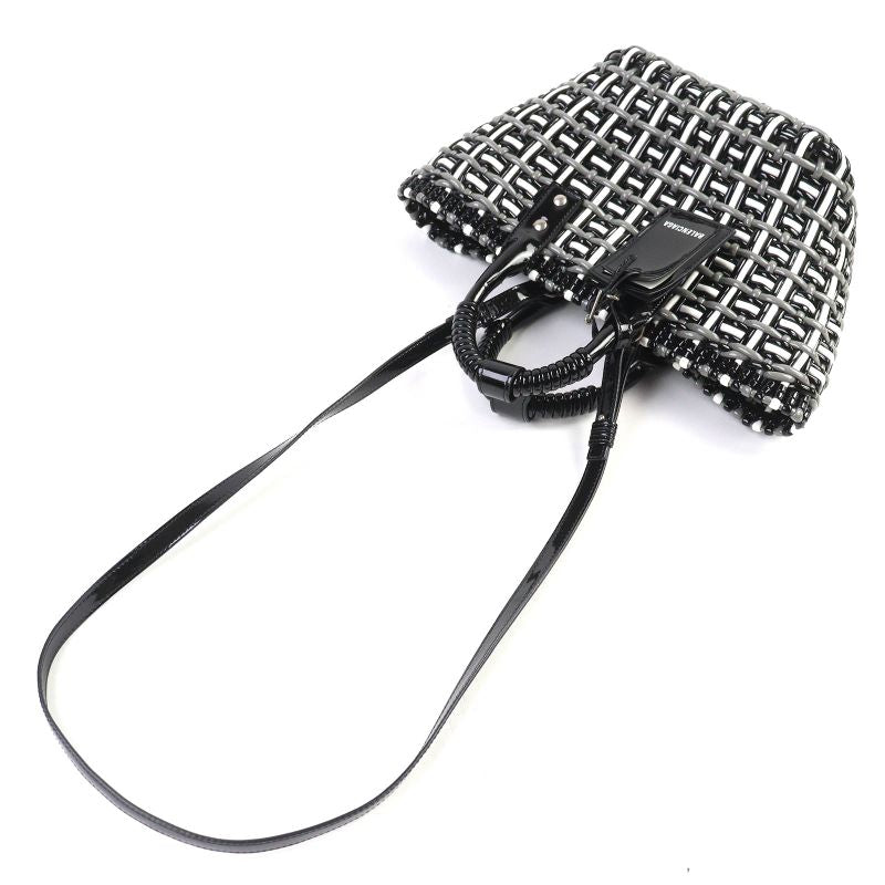 Balenciaga 671342 Bistro Basket Bag XS Enamel 2WAY Handbag Shoulder Bag Black