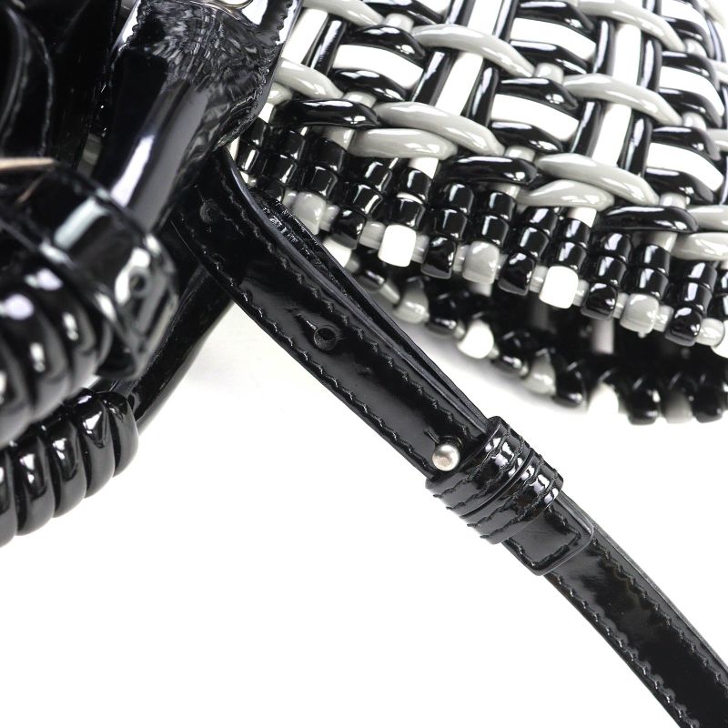 Balenciaga 671342 Bistro Basket Bag XS Enamel 2WAY Handbag Shoulder Bag Black