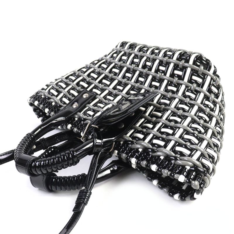 Balenciaga 671342 Bistro Basket Bag XS Enamel 2WAY Handbag Shoulder Bag Black