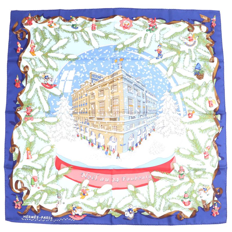 Hermes Carre Geant90 Carre 90 Noel Au 24 Faubourg Christmas At 24 Faubourg 100%