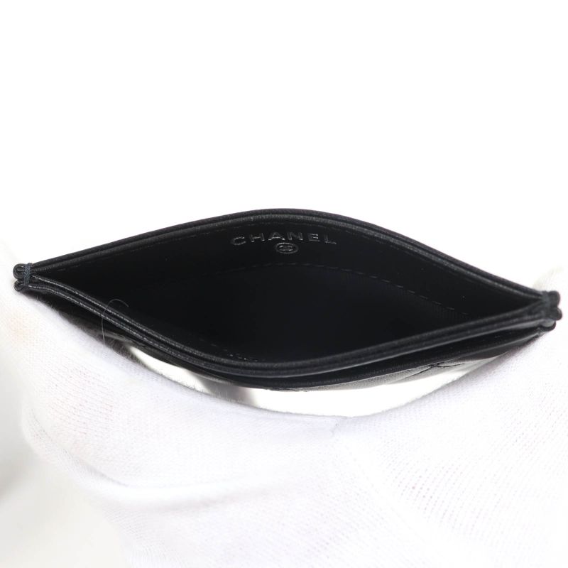 CHANEL Ap4472 Lambskin Matelasse Coco Mark Card Case Black Hardware With Box