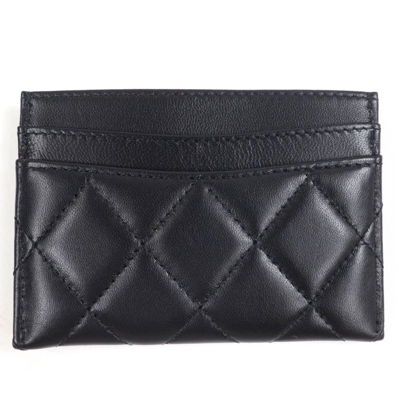 CHANEL Ap4472 Lambskin Matelasse Coco Mark Card Case Black Hardware With Box