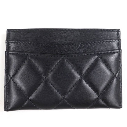 CHANEL Ap4472 Lambskin Matelasse Coco Mark Card Case Black Hardware With Box