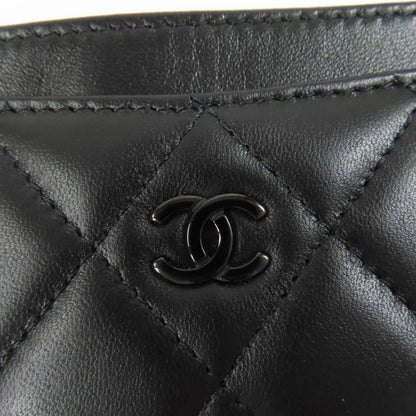CHANEL Ap4472 Lambskin Matelasse Coco Mark Card Case Black Hardware With Box