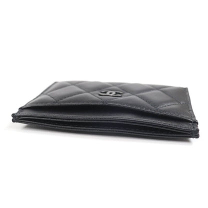 CHANEL Ap4472 Lambskin Matelasse Coco Mark Card Case Black Hardware With Box
