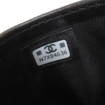 CHANEL Ap4472 Lambskin Matelasse Coco Mark Card Case Black Hardware With Box