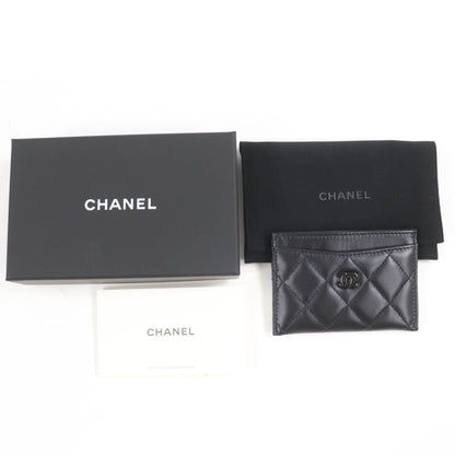 CHANEL Ap4472 Lambskin Matelasse Coco Mark Card Case Black Hardware With Box