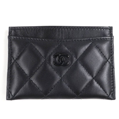 CHANEL Ap4472 Lambskin Matelasse Coco Mark Card Case Black Hardware With Box