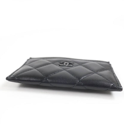 CHANEL Ap4472 Lambskin Matelasse Coco Mark Card Case Black Hardware With Box