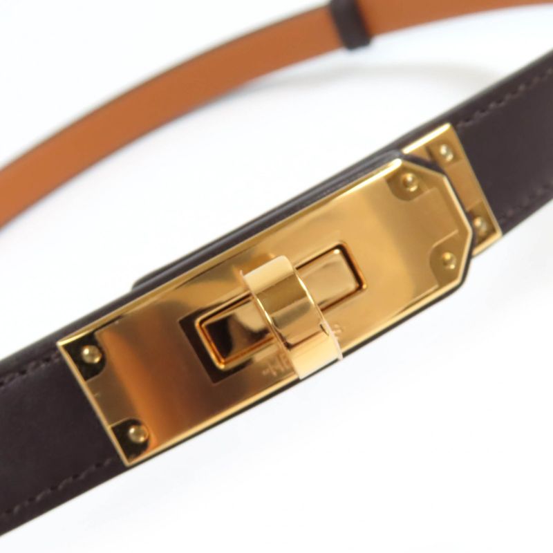 Hermes Kelly 18 Vorsluft Chocolat/gold Hardware Kelly Buckle Belt Stamped K