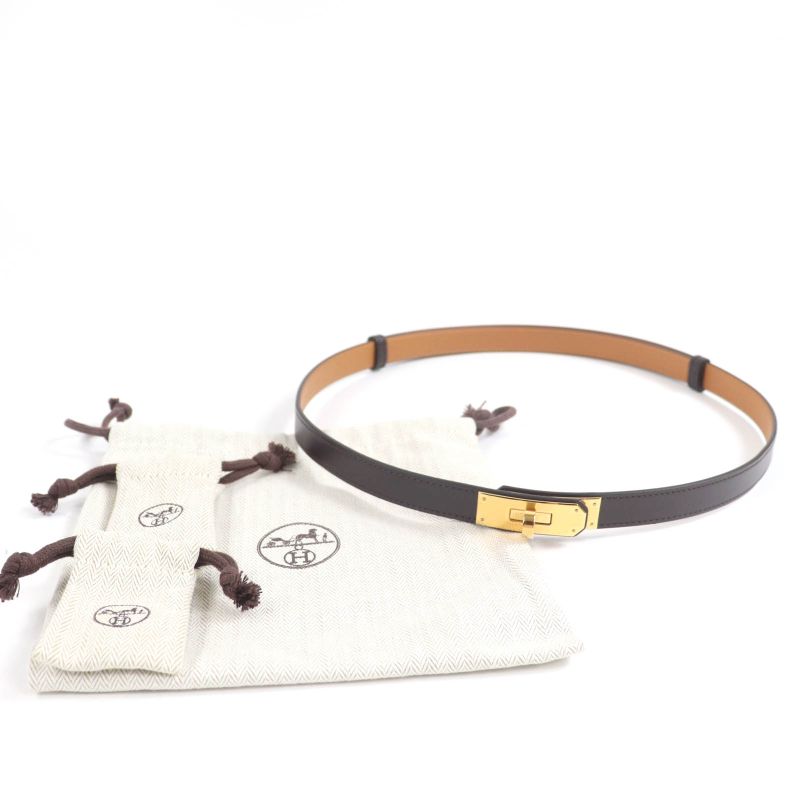 Hermes Kelly 18 Vorsluft Chocolat/gold Hardware Kelly Buckle Belt Stamped K