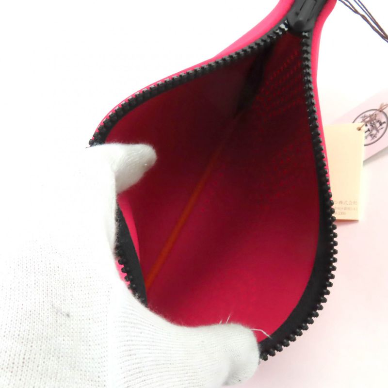 Hermes Neobain Zen Au Soleil PM Rose Anglia Logo Perforated Design Pouch With