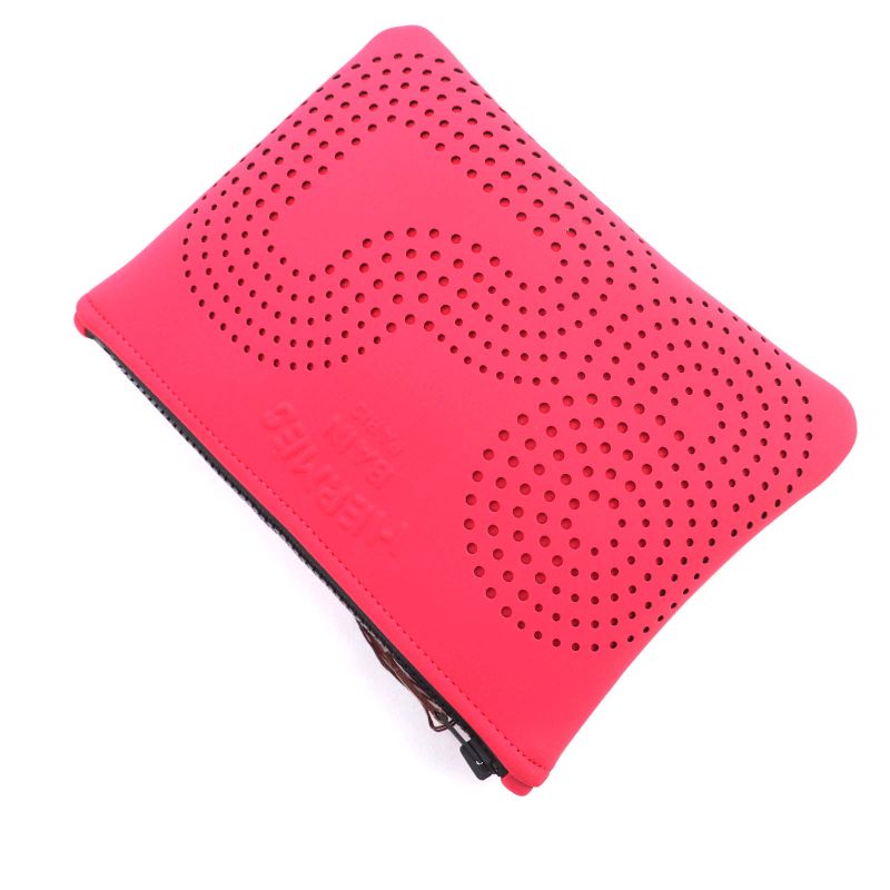 Hermes Neobain Zen Au Soleil PM Rose Anglia Logo Perforated Design Pouch With