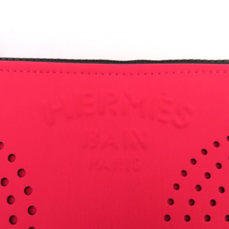 Hermes Neobain Zen Au Soleil PM Rose Anglia Logo Perforated Design Pouch With
