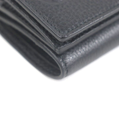 Gucci 736151 Leather Embossed Logo Compact Wallet Trifold Wallet Black With Box