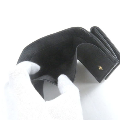 Gucci 736151 Leather Embossed Logo Compact Wallet Trifold Wallet Black With Box