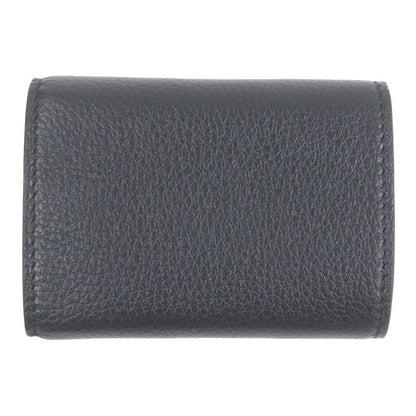 Gucci 736151 Leather Embossed Logo Compact Wallet Trifold Wallet Black With Box