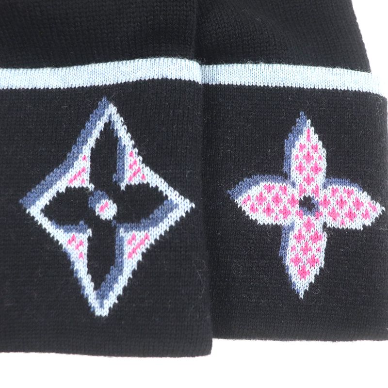 Louis Vuitton M73905 Gon Giant Pop Monogram 100% Wool Gloves Black Made In